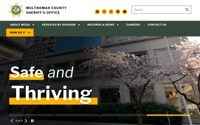 Screenshot of Multnomah County Detention Center website