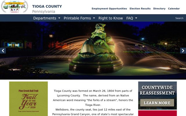 Screenshot of Tioga County Jail website