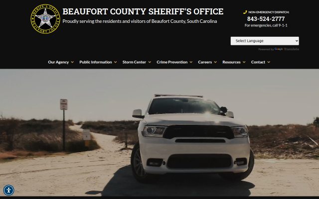 Screenshot of Beaufort County Detention Center website