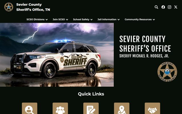 Screenshot of Sevier County Jail website