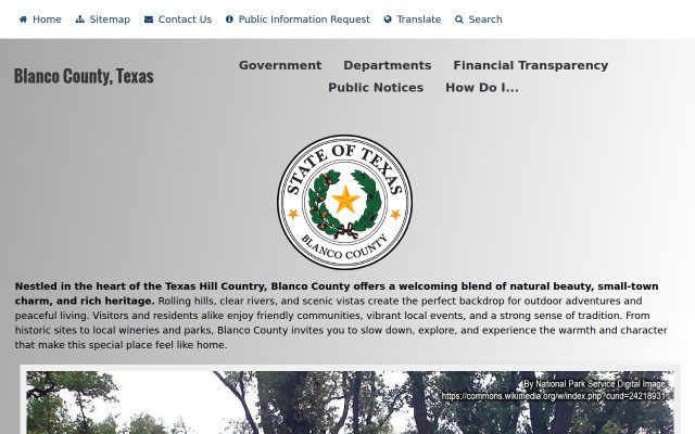 Screenshot of Blanco County Jail website
