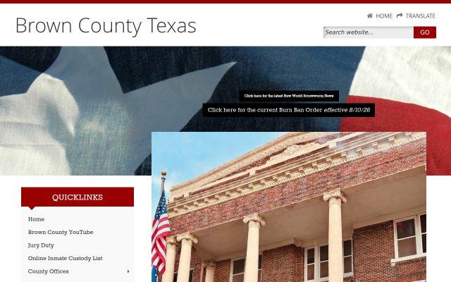 Screenshot of Brown County Jail website
