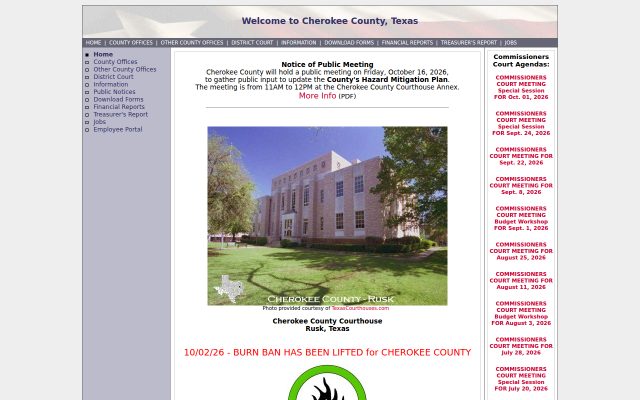 Screenshot of Cherokee County Jail website
