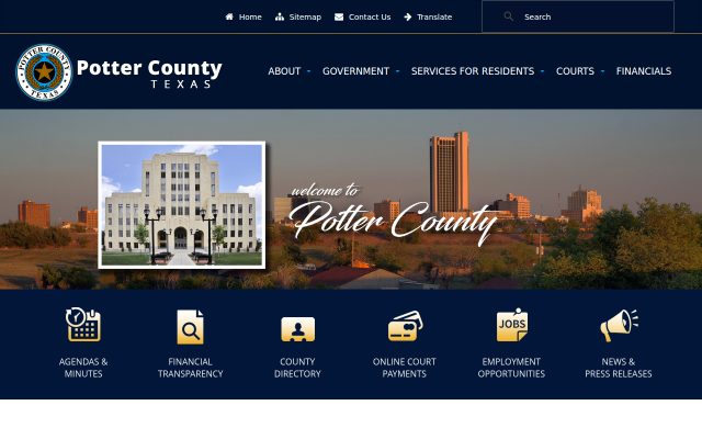 Screenshot of Potter County Detention Center website