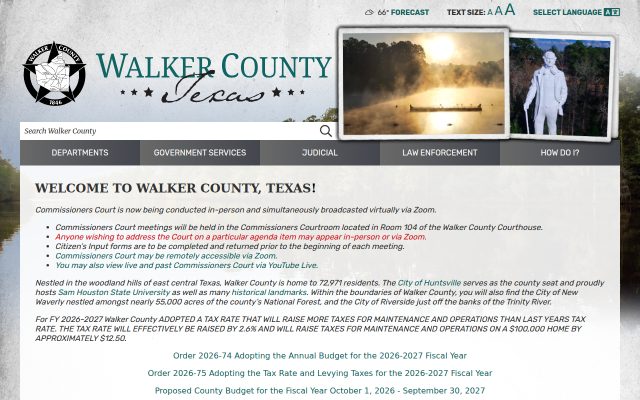 Screenshot of Walker County Jail website