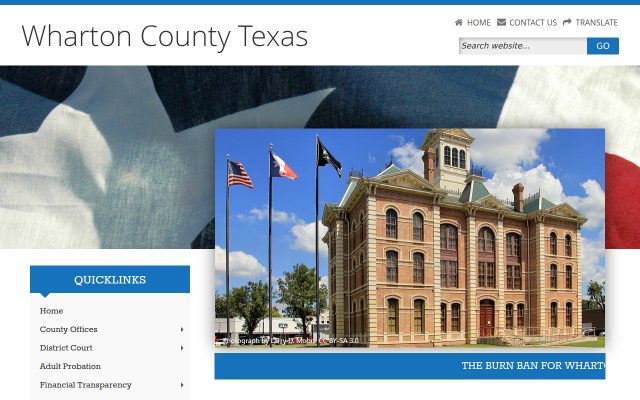 Screenshot of Wharton County Jail website