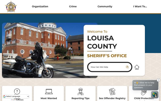 Screenshot of Central Virginia Regional Jail website