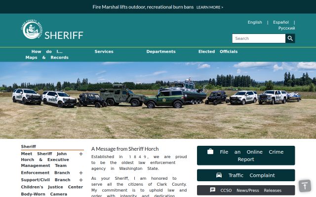 Screenshot of Clark County Jail website